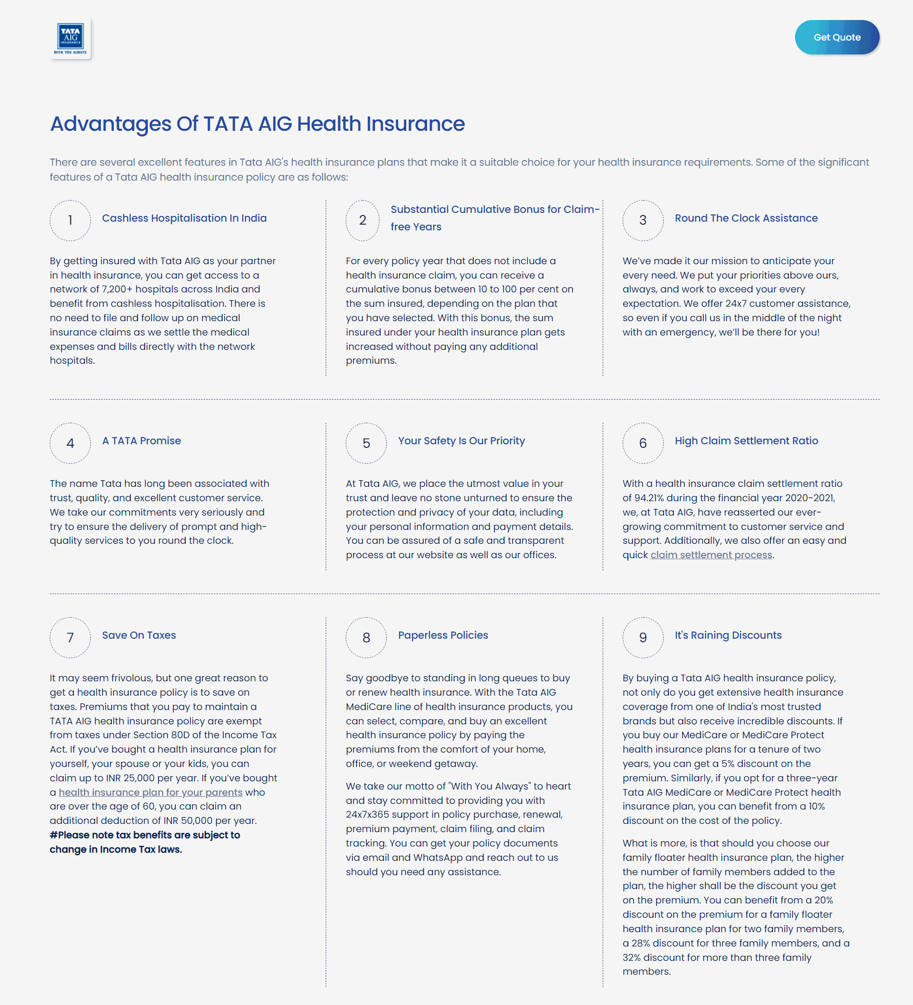 TATA AIG Health Insurance Plan Reviews Medical Plans Claim